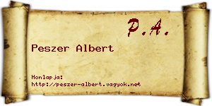 Peszer Albert névjegykártya